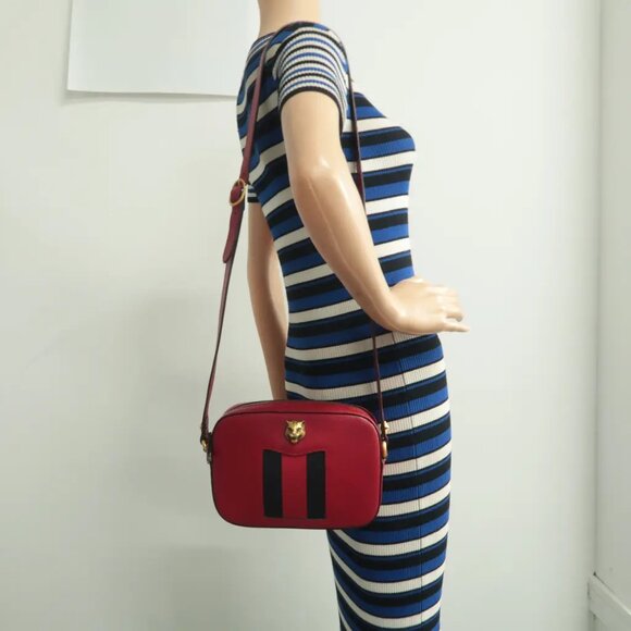 100% Authentic GUCCI Animalier Red Leather Shoulder Bag 571-091024 - Picture 12 of 12